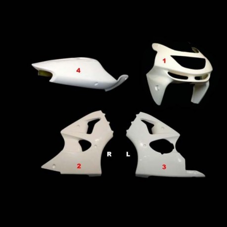 Carénage complet route 4 parties fibre de verre ZX-6R 1998-1999 SRT FAIRINGS