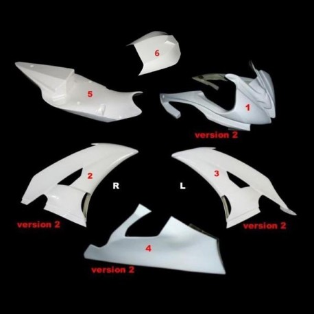 Carénage complet racing 6 parties version 2 avec options, fibre de verre R6 08-18 SRT FAIRINGS