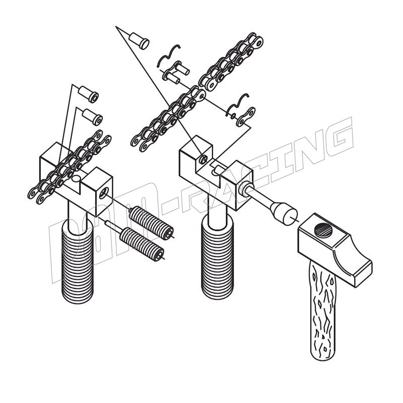 Rive/dérive chaine pro chain tool 420-530 DRC pour axe creux - PAM RACING