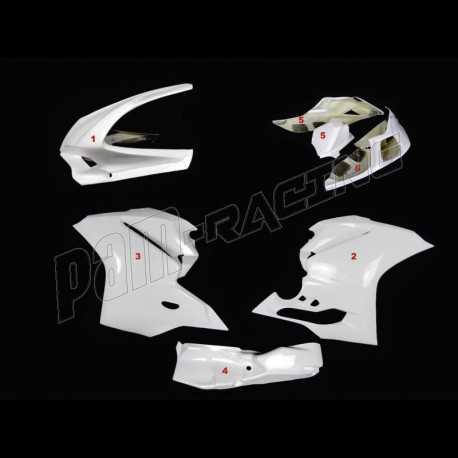 Carénage poly complet 6 parties sabot, selle origine fibre de verre 959 Panigale 2016-2018, 1299 Panigale 2015-2017 SRT FAIRINGS