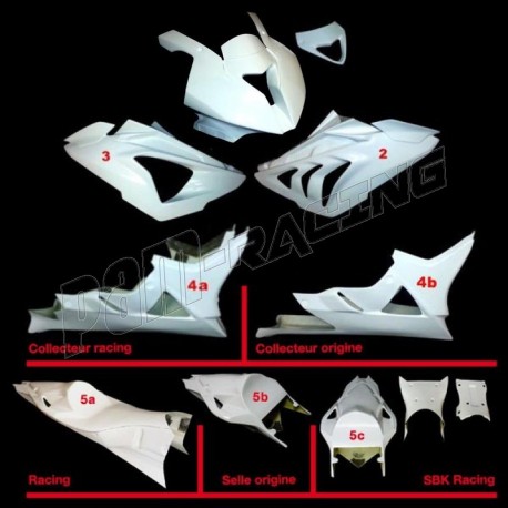 Carénage poly complet 5 parties racing fibre de verre S1000RR 2012-2014 SRT FAIRINGS