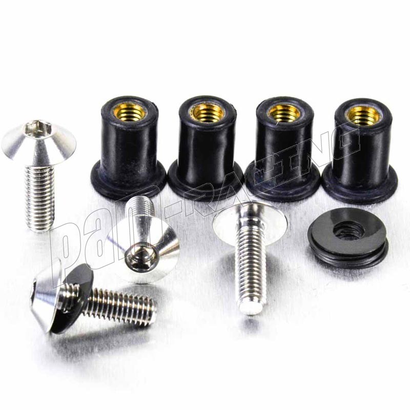 kit visserie bulle moto argent M5x16mm 8 pièces