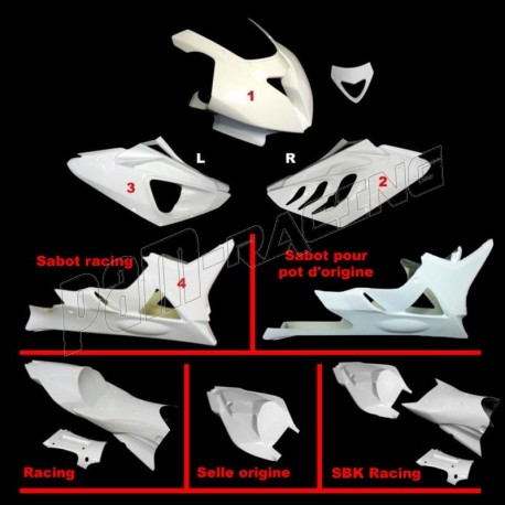 Carénage poly complet racing fibre de verre S1000RR 09-11 SRT FAIRINGS