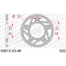 Couronne acier AFAM 520 DUCATI 899 & 959 Panigale, Monster 797, Monster 821, Scrambler 803