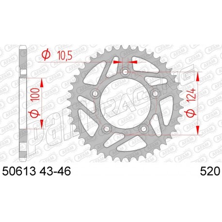 Couronne acier AFAM 520 DUCATI 899 & 959 Panigale, Monster 797, Monster 821, Scrambler 803