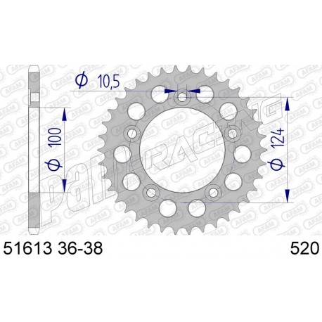 Couronne aluminium AFAM 520 DUCATI 899/959 Panigale, 749 R,S, Dark