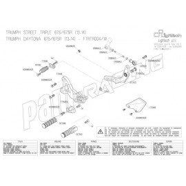 Pièces détachées commandes reculées LIGHTECH Daytona 675 /R 2013-2016, Street Triple 2013-2016 FTRTR004