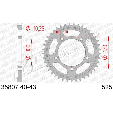 Couronne acier 525 RSV4, RSV1000, Tuono V4 1000 et 1100 AFAM