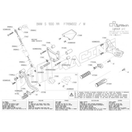 Pièces détachées commandes reculées LIGHTECH S1000RR 2009-2014, HP4 2013-2015, S1000R 2014-2016 FTRBM002