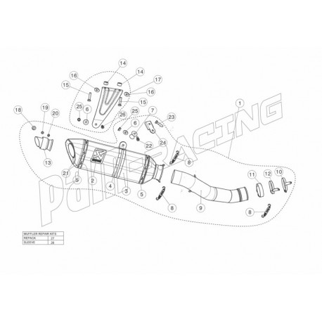 Pièce de rechange pour silencieux carbone Akrapovic RSV4 2015-2020-Kit laine de verre, réparation silencieux, etc..