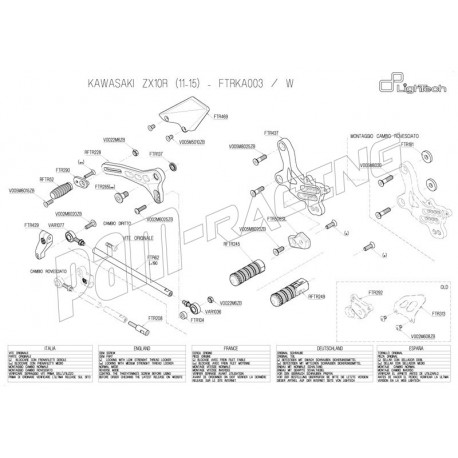 Pièces détachées commandes reculées LIGHTECH KAWASAKI ZX10R 2011-2015 FTRKA003