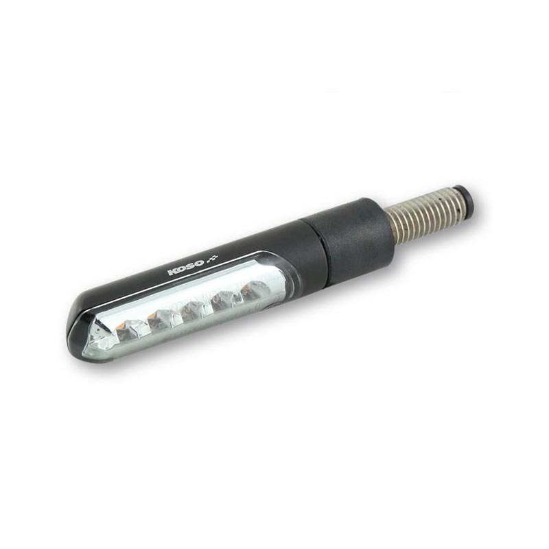 KOSO Clignotant LED Métal M8 Homologué - Noir Verre Clair - Pour Motocyclette