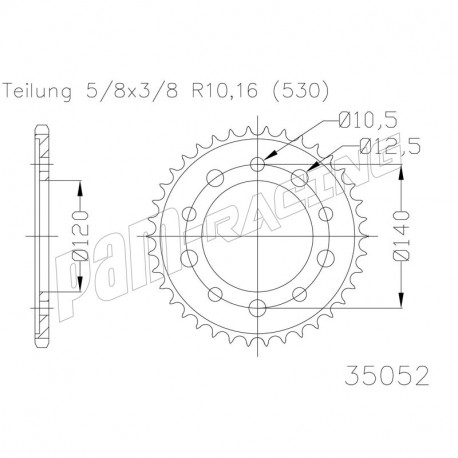 Couronne acier 530 GSXR 1000 01-08, GSF1200, GSX1300 SRT Sprockets