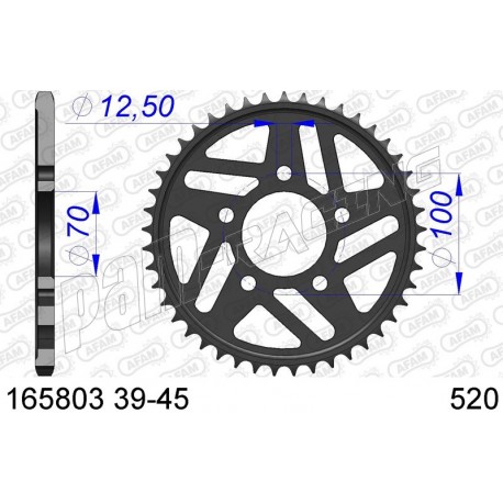 Couronne racing aluminium AFAM 520 HP4 2013-2015, S1000RR 2015-2018 avec jantes forgées