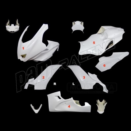 Carénage poly complet racing 6 parties fibre de verre R6 2017-2025 SRT FAIRINGS