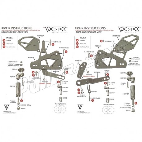 Commandes reculées VORTEX V3 GSXR1000 2017-2019