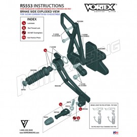 Pièce de rechange pour commandes reculées VORTEX V2 GSXR600, GSXR750 2006-2010