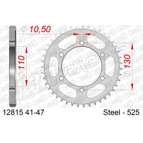 Couronne acier 525 AFAM GSX-R 600/750 2011-2016 L1-L6, GSX-R 1000 2009-2021 K9-M1