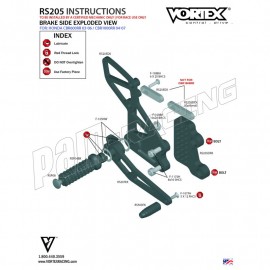 Pièce de rechange pour commandes reculées VORTEX CBR600RR 2003-2006, CBR1000RR 2004-2007