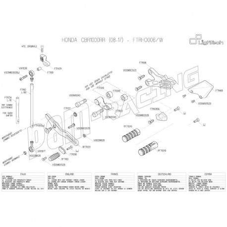 Pièces détachées commandes reculées LIGHTECH CBR1000RR 2008-2019 FTRHO006