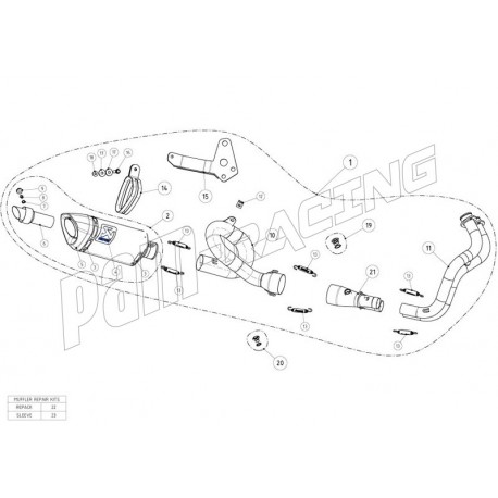 Pièce de rechange pour ligne Akrapovic Racing Line Carbon MT-07/FZ-07/TRACER/XSR 700-Kit laine de verre, réparation silencieux, 