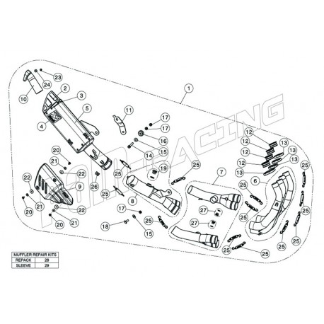 Pièce de rechange pour ligne Akrapovic Racing Line YZF R6 2008-2022-Kit laine de verre, réparation silencieux, etc..