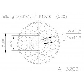 Couronne alu racing 520 GSXR750 1990-1995, GSXR1100, GSX 750 Inazuma 1998-2002 SRT Sprocket