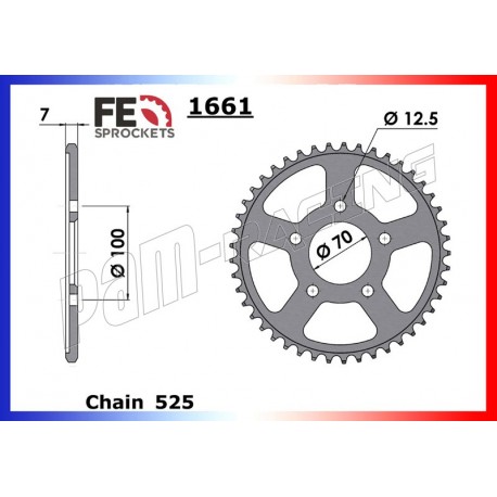 Couronne acier 525 pour HP4 2013-2015 ou S1000RR 2015-2018 avec jantes forgées FRANCE EQUIPEMENT