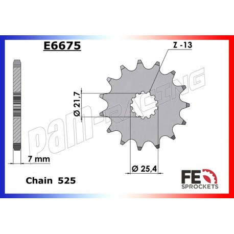 Pignon de sortie de boite 525 ZX10R, GSXR 600/750/1000, D675, Street Triple 2011-2016 FRANCE EQUIPEMENT