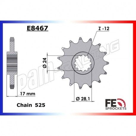 Pignon de sortie de boite FRANCE EQUIPEMENT CB600F Hornet, CBF600, CBR600F