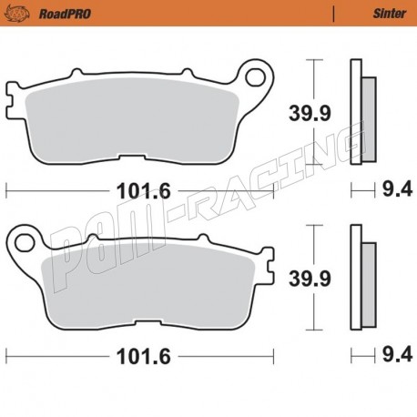 Plaquettes de frein arrière RoadPRO Sinter route Moto-Master HONDA 