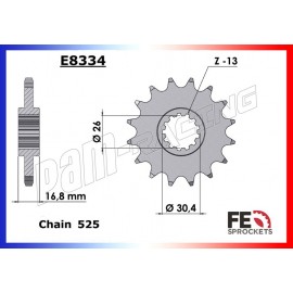 Pignon de sortie de boite 525 FRANCE EQUIPEMENT CBR600F, CBR600RR