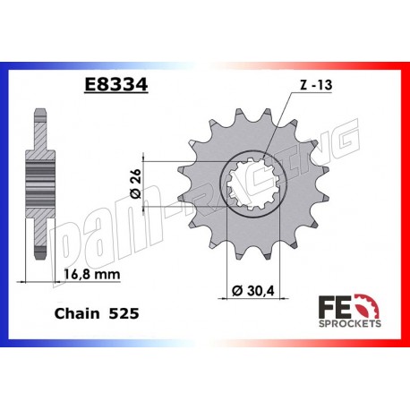 Pignon de sortie de boite 525 FRANCE EQUIPEMENT CBR600F, CBR600RR