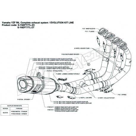 Pièce de rechange pour ligne Akrapovic ancien modèle R6 2008-2016-Kit laine de verre, réparation silencieux, etc..