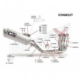 Pièces de rechange pour ligne complète inox ou titane + silencieux FORCE titane R1 2015-2020 SPARK