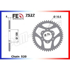 Couronne acier 520 pour GSXR750 1990-1995, GSXR1100, GSX 750 Inazuma 1998-2002 FRANCE EQUIPEMENT