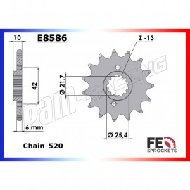 Pignon de sortie de boite 520 XT660X , XT660Z Ténéré, MT-03 2004-2016 FRANCE EQUIPEMENT