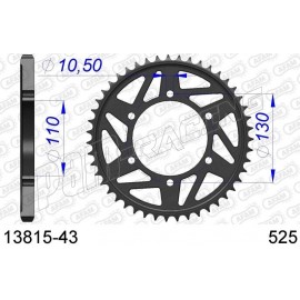 Couronne Aluminium AFAM 525 GSXR600/750 2011-2016 L1-L6, GSXR1000 2009-2021 K9-M1