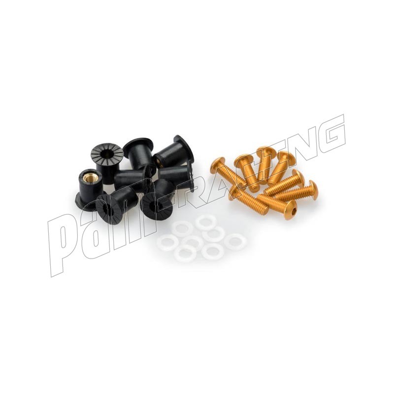 Lot de 8 boulons de pare-brise de moto M5 x 16 mm de long, rondelles et kit  d'écrous.