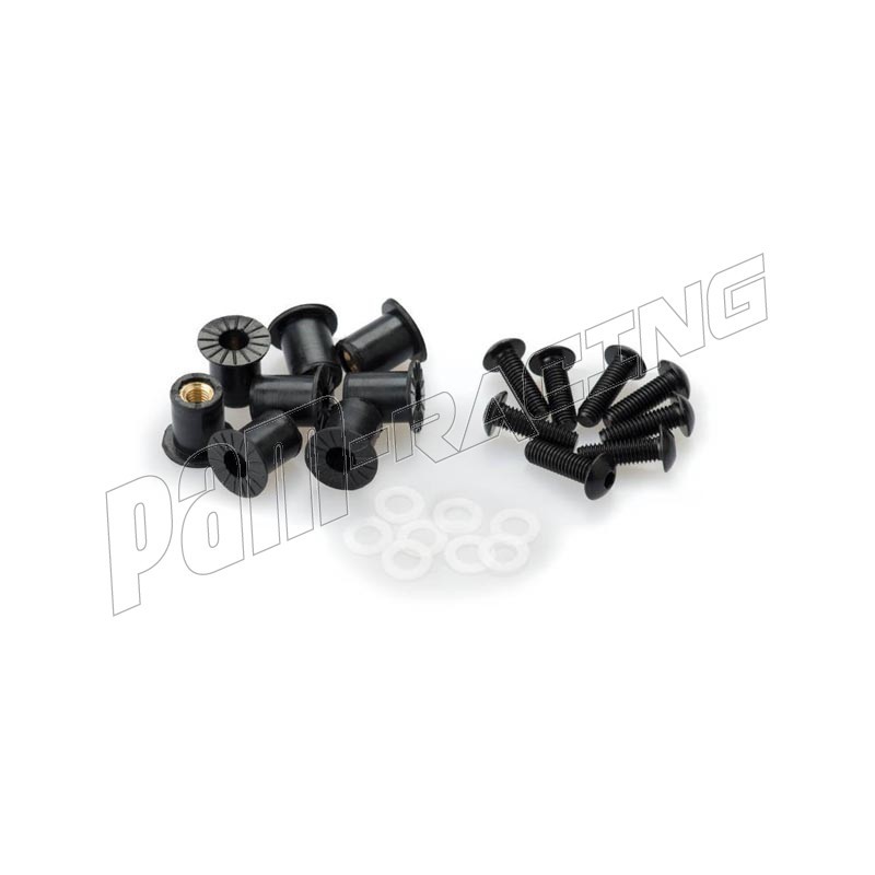 Lot de 8 vis alu M5 + silentblocks caoutchouc + rondelles - kit fixation  pour bulle ou carénage - PAM RACING