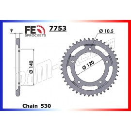 Couronne acier 530 GSXR 1000 01-08, GSF1200, GSX1300, Tiger 1050 2006-2010 FRANCE EQUIPEMENT