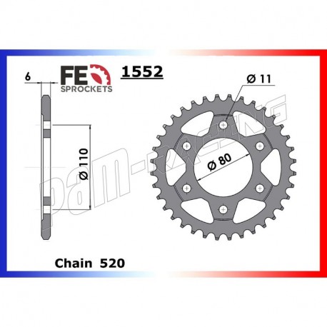 Couronne acier 520 AF1 Futura 1990-1992, 125 F40 1991-1992, 125 AF1 Europa 1990-1993 FRANCE EQUIPEMENT