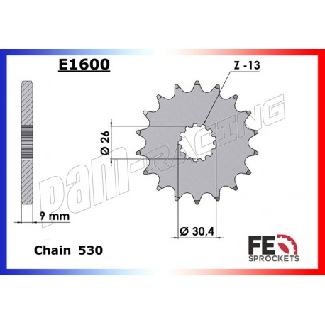 Pignon de sortie de boite 530 Triumph FRANCE EQUIPEMENT