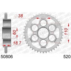 Couronne acier AFAM 520 DUCATI 955 Panigale V2, Streetfighter V2, 937/939 Supersport, 950 Supersport