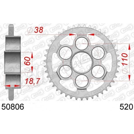 Couronne acier AFAM 520 DUCATI 955 Panigale V2, 939 Supersport, 950 Supersport