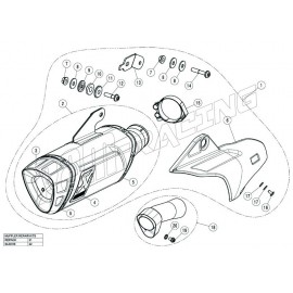 Pièce de rechange pour silencieux Slip-On Arapovic R1 2015-2021 S-Y10SO18-HAPLT