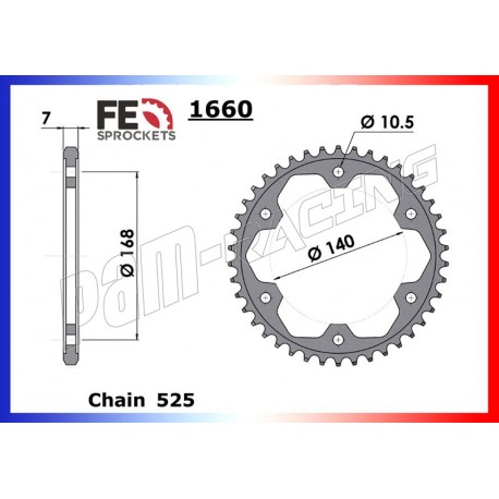 Couronne acier 525 pour F650GS, F800R, F800GS FRANCE EQUIPEMENT