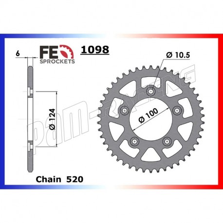 Couronne acier 520 pour Panigale 899/959, Monster 797/821, Scrambler 800 FRANCE EQUIPEMENT