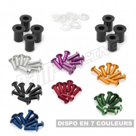 Lot de 6 vis alu M5 + silentblocks caoutchouc + rondelles - kit fixation pour bulle ou carénage