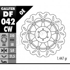 Disque de frein avant 310x5 mm GALFER RVF750R RC45 1994-1998
